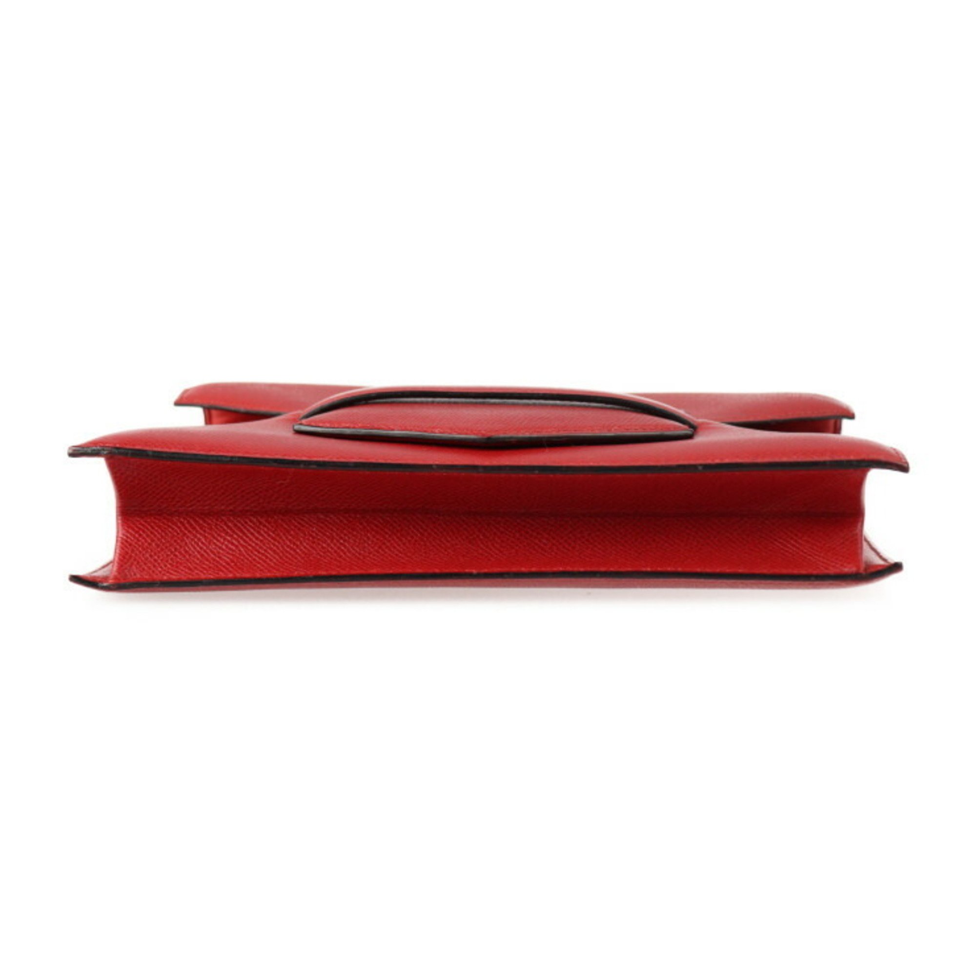 HERMES Hermes Faco Clutch Bag Couchbel Red Series Second 〇T Engraved