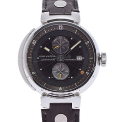 LOUIS VUITTON Louis Vuitton Tambour Orientation Q10A1 Men's SS/Leather Watch Automatic Winding Brown Dial
