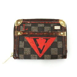 LOUIS VUITTON Louis Vuitton Zippy Coin Purse Damier Trunk Time Round M52745 Brown Red