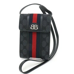 BALENCIAGA GUCCI Balenciaga x Gucci Collaboration The Hacker Project Phone Bag Shoulder Canvas Leather 680130 Black Navy Red