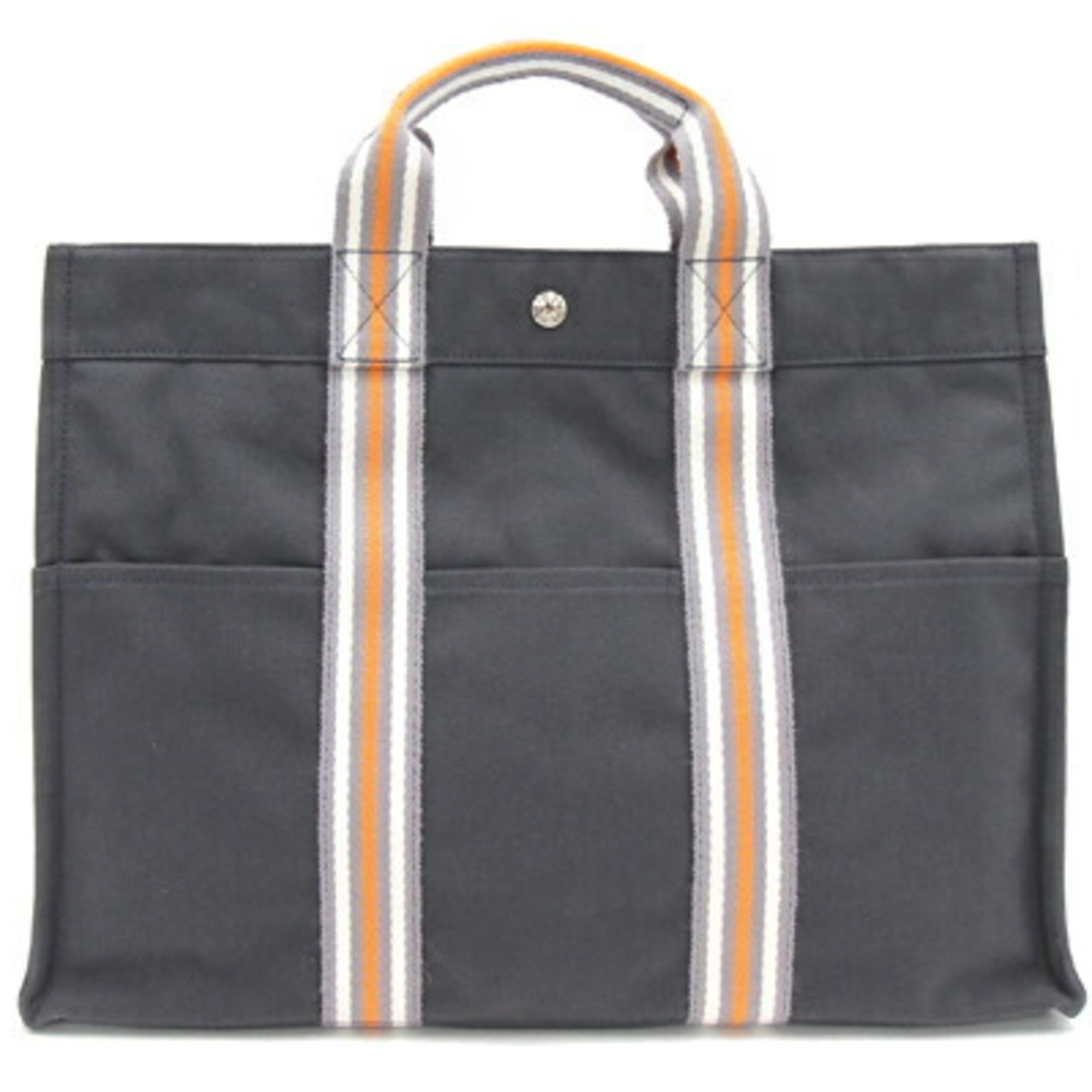 Hermes Handbag Four Tote MM Gray Orange White Cotton Canvas 2001 Ginza Limited Women's Men's Unisex Bag HERMES