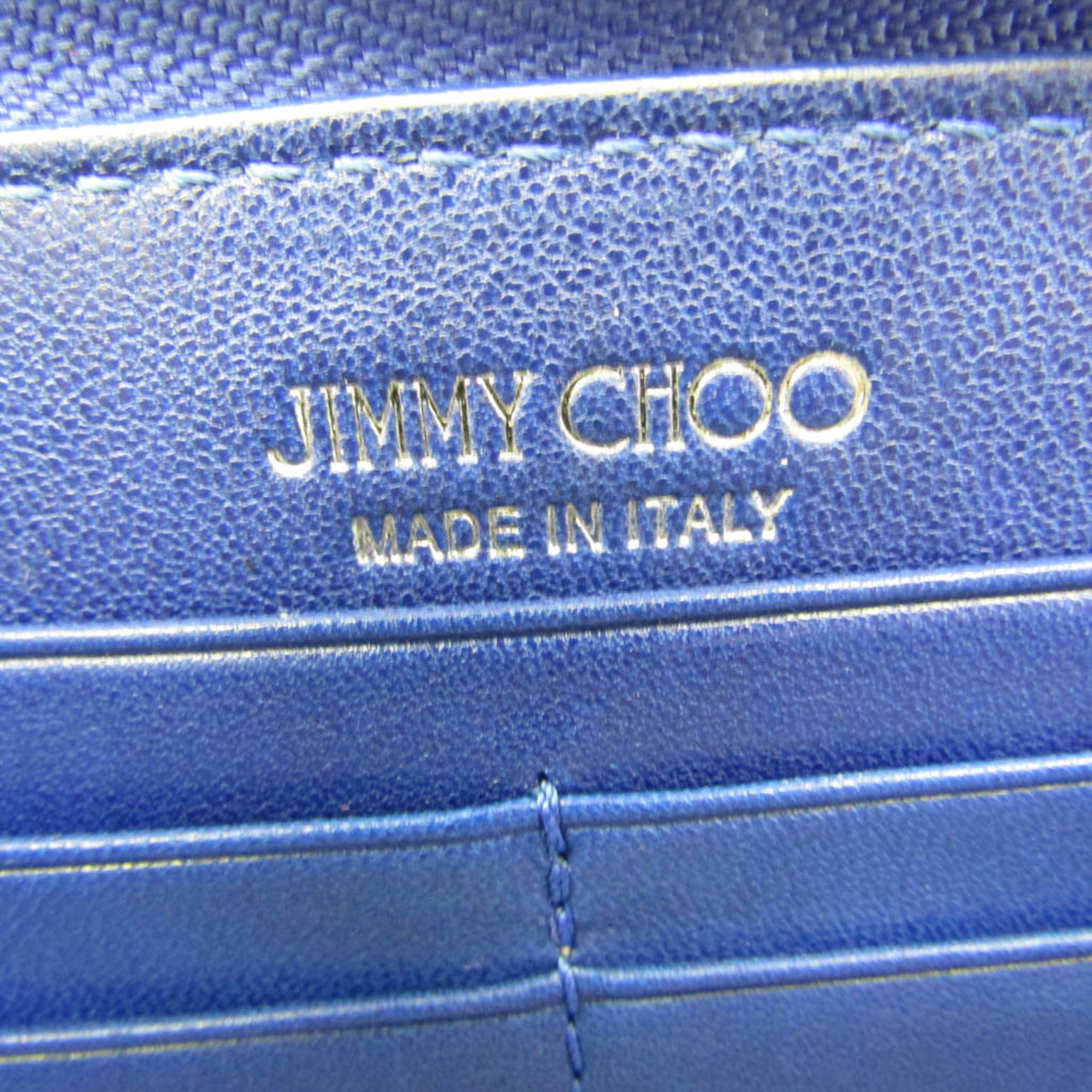 Jimmy Choo Philippa 0C3867 Women's Leather Studded Long Wallet (bi-fold) Blue,Navy