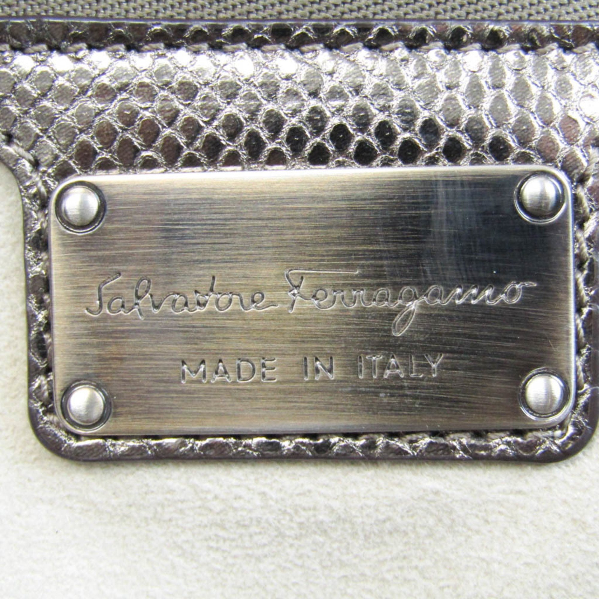 Salvatore Ferragamo AB-21 C838 Women's Leather Tote Bag Bronze