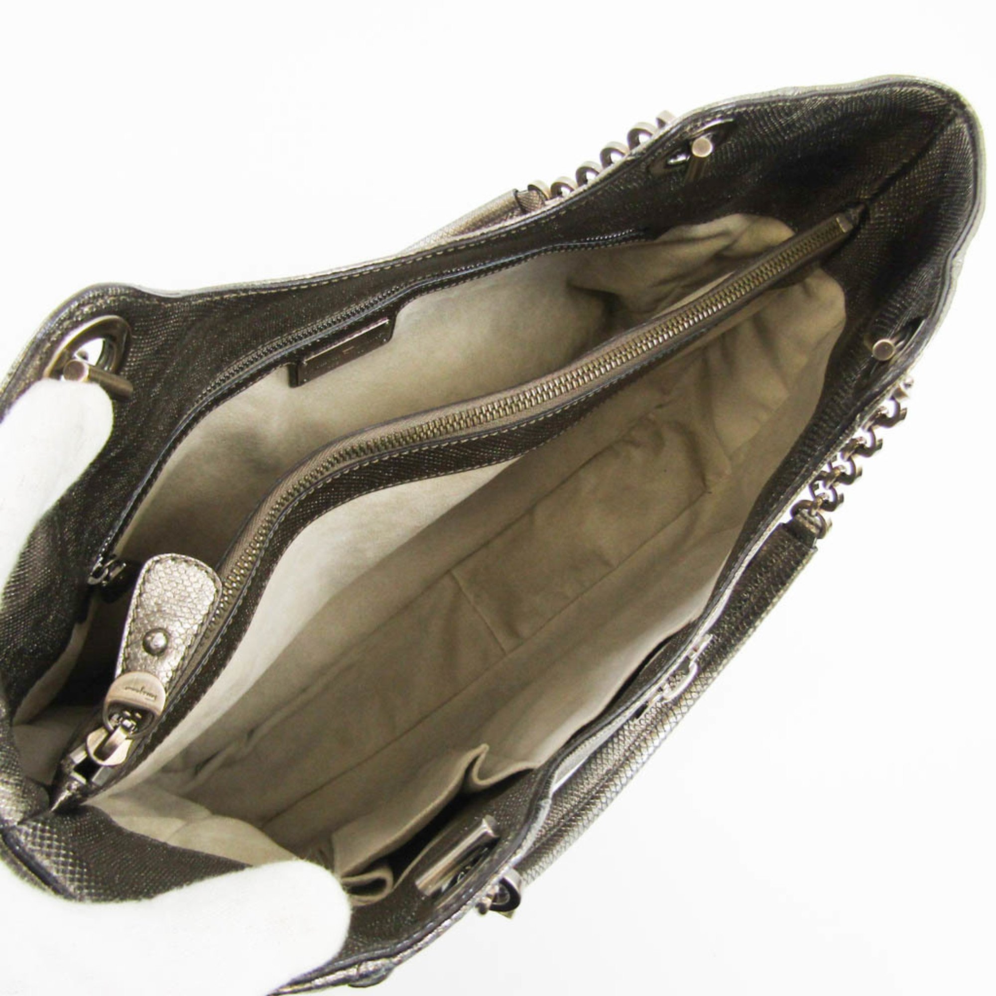 Salvatore Ferragamo AB-21 C838 Women's Leather Tote Bag Bronze