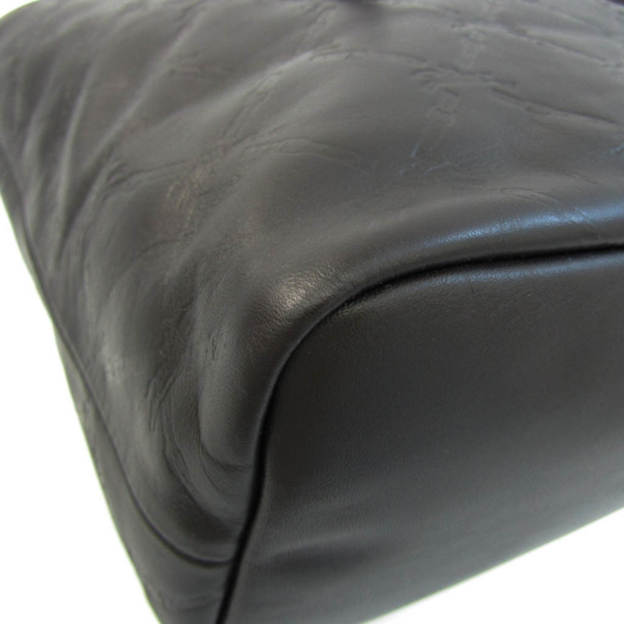 Longchamp 1524 746 813 Women's Leather Tote Bag Dark Brown