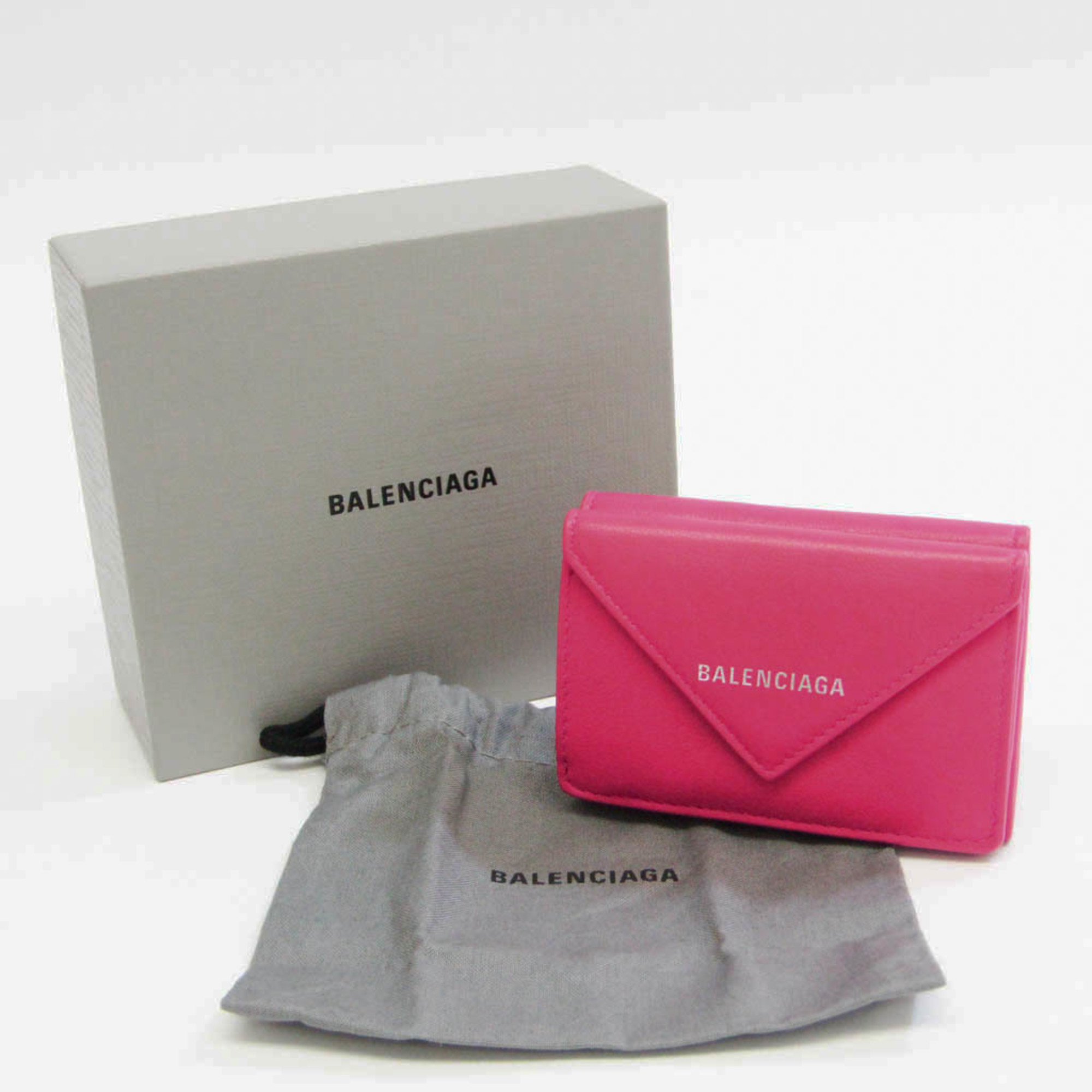 Balenciaga Paper Mini Wallet 391446 Women's Leather Wallet (tri-fold) Pink