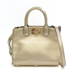 Salvatore Ferragamo AU-21 H288 Women's Leather Handbag,Shoulder Bag Gold
