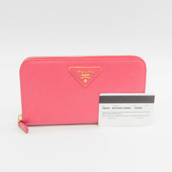 Prada Saffiano 1M0506 Women's Leather Long Wallet (bi-fold) Peonia