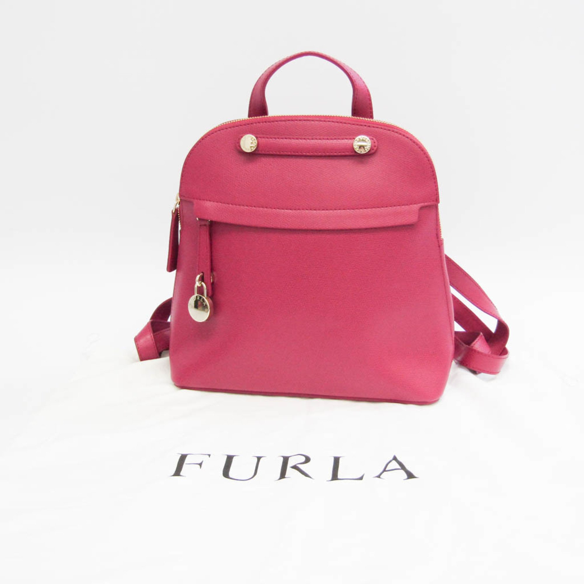 Furla Piper Women's Leather Backpack Rose Red