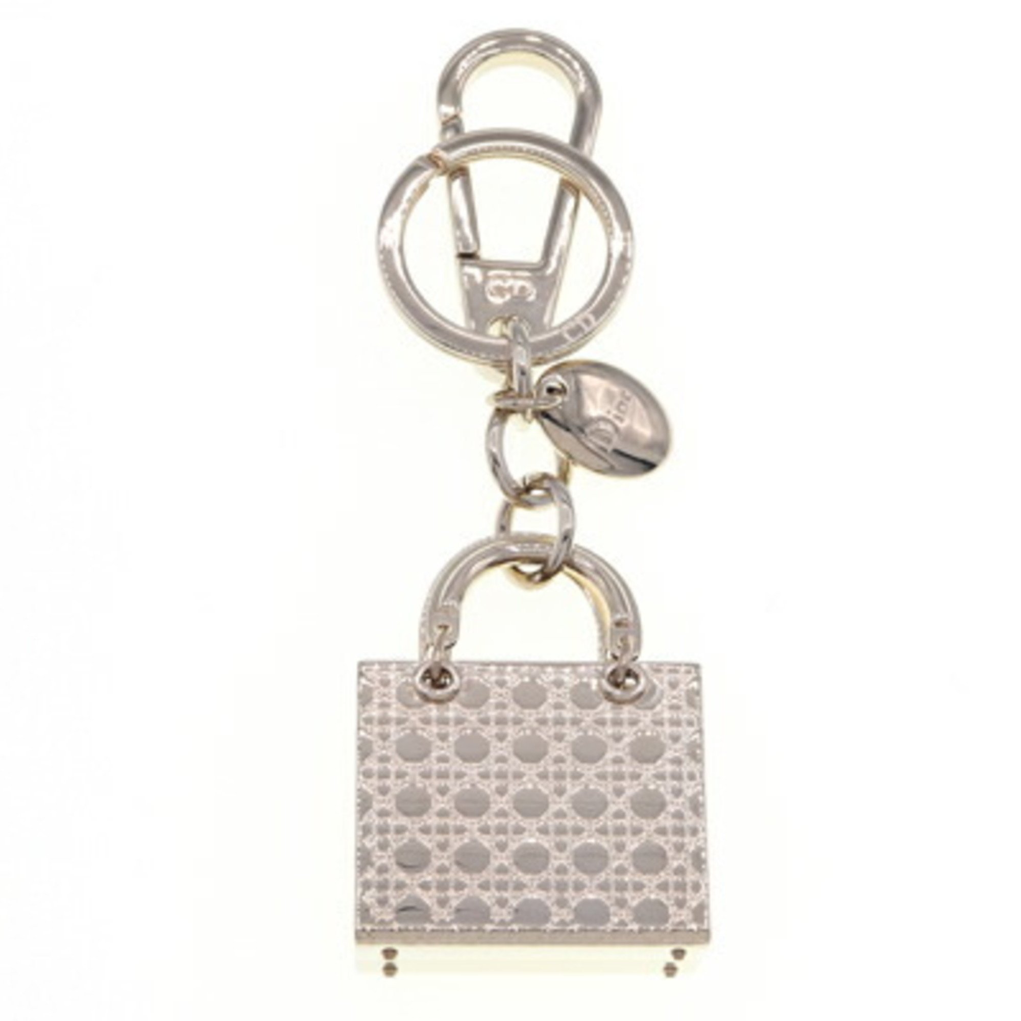 Christian Dior Dior Keychain Lady Motif Gold Metal Bag Charm Key Ring Ladies Canage Stitch