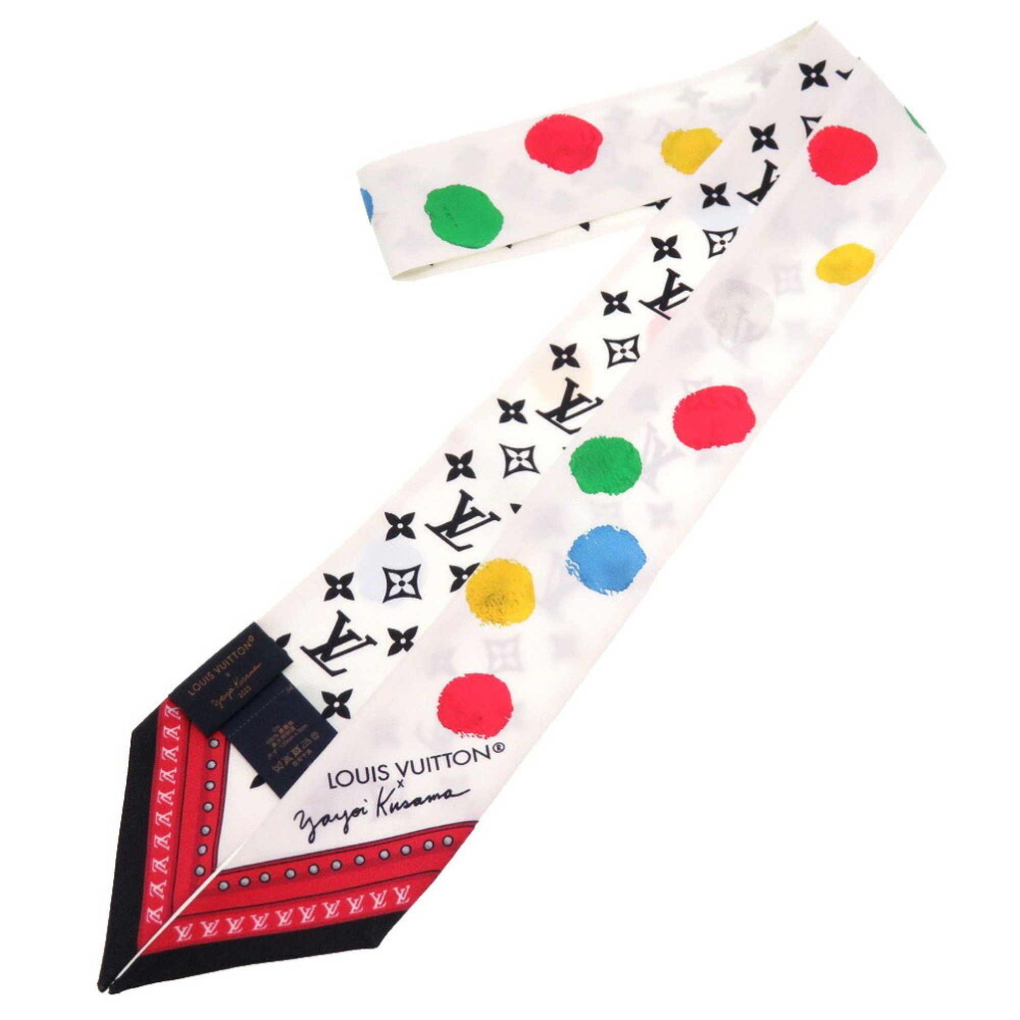 Louis Vuitton × Yayoi Kusama YK Bando BB Painted Dot M78284 White Silk Scarf Muffler