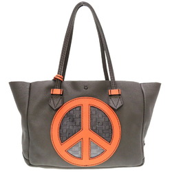 Moreau Paris Vincennes MM Peacemark Leather Gray Tote Bag