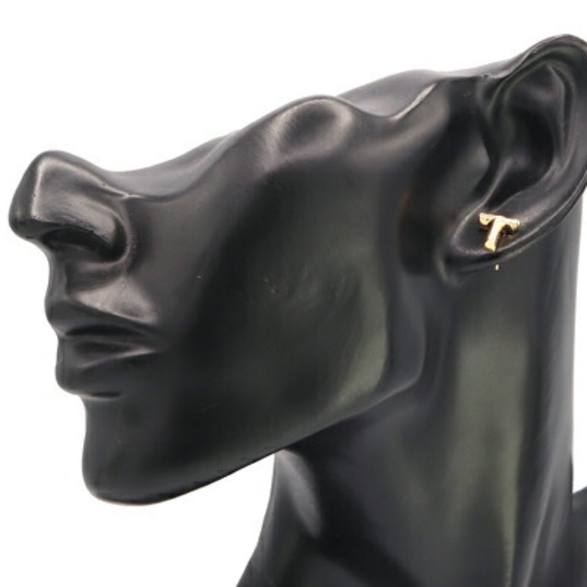 Louis Vuitton Ear Earrings LV&ME T Gold Metal Women's Alphabet Initials LOUIS VUITTON