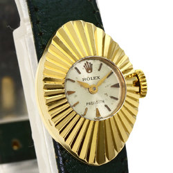 Rolex chameleon 9667 precision almond watch K18 yellow gold leather ladies ROLEX