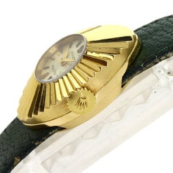 Rolex chameleon 9667 precision almond watch K18 yellow gold leather ladies ROLEX