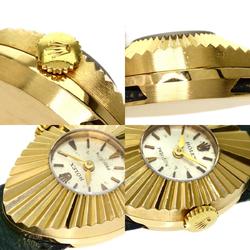 Rolex chameleon 9667 precision almond watch K18 yellow gold leather ladies ROLEX