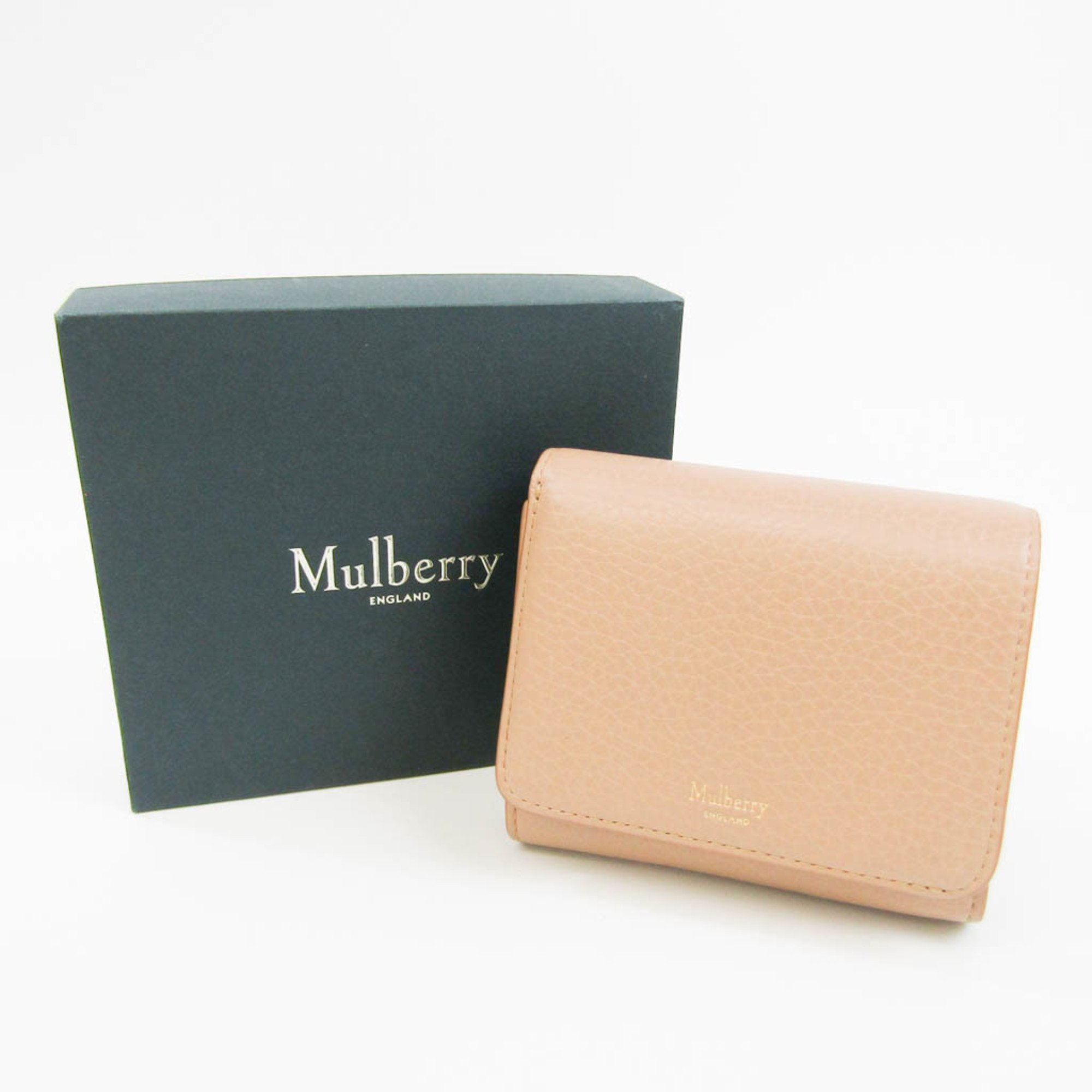 Mulberry SMALL CONTINENTAL FRENCH PURSE RL6535 Women's Leather Wallet (bi-fold) Beige Pink
