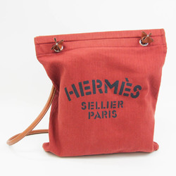 Hermes Aline MM Women,Men Cotton Canvas,Leather Shoulder Bag Brown,Red Brown