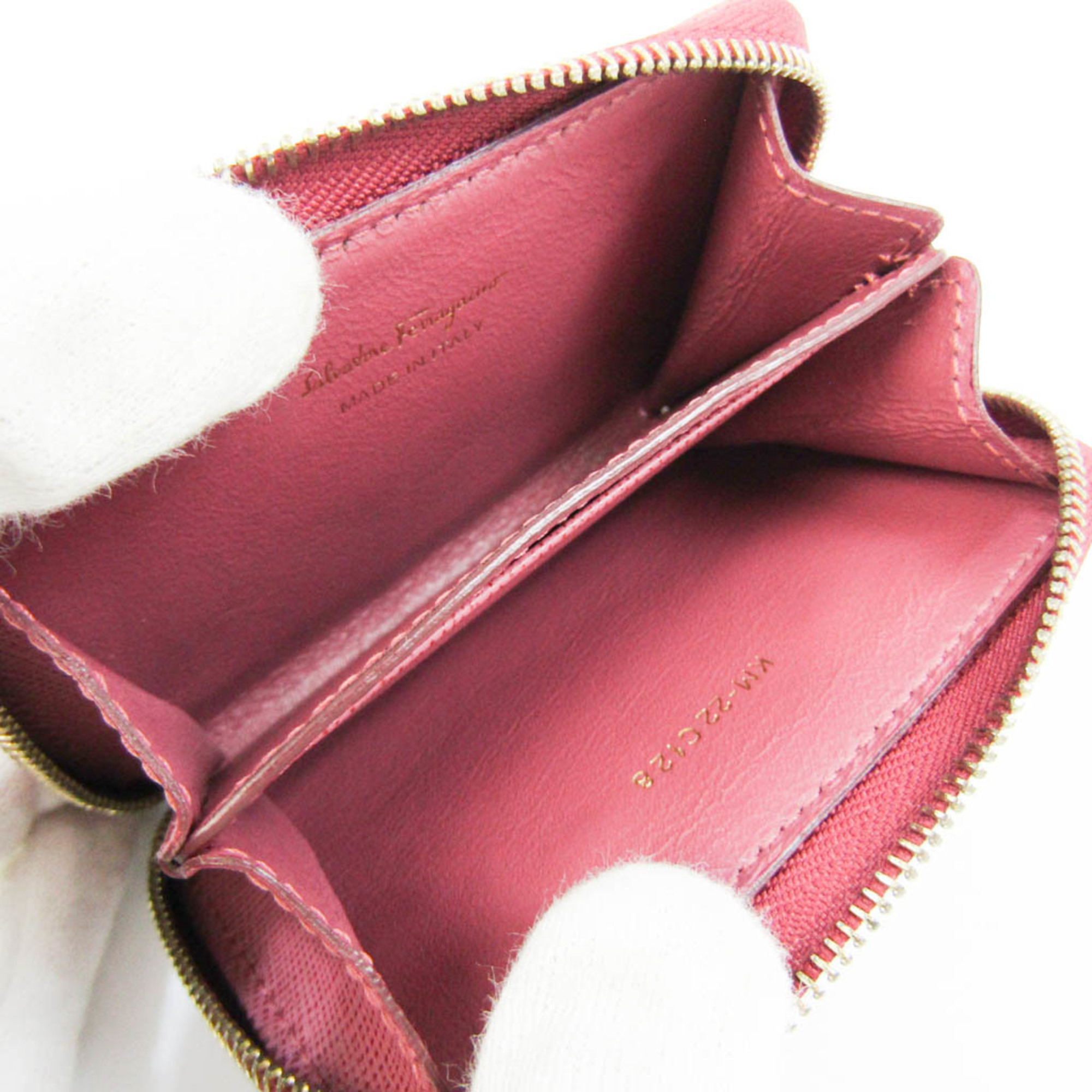 Salvatore Ferragamo Vara Ribbon KM-22 C128 Women's Leather Coin Purse/coin Case Pink