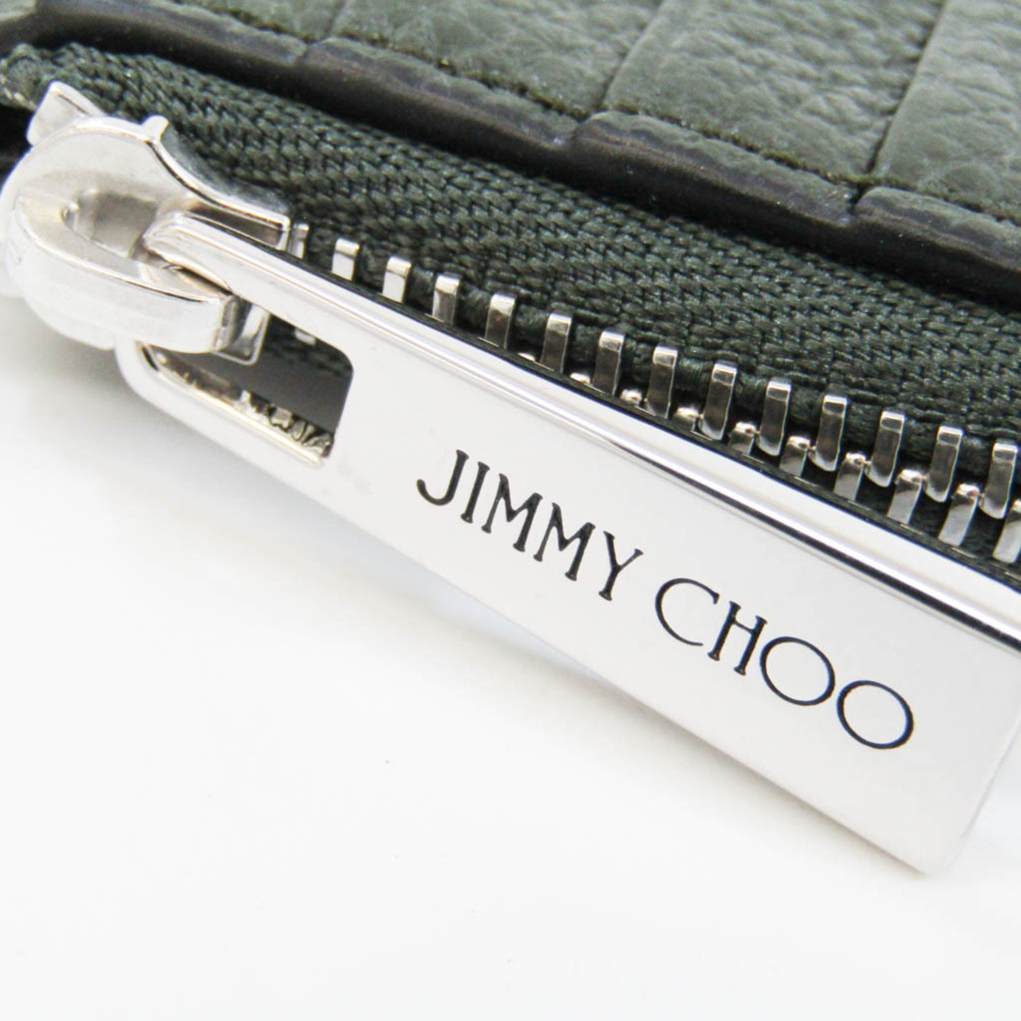 Jimmy Choo CASEY UUF J000141984001 Women's Leather Coin Purse/coin Case Gray Khaki