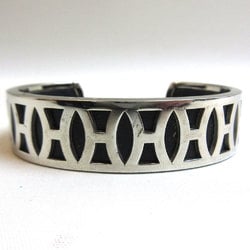 Hermes H logo cuff bracelet black silver metal fittings bangle accessories HERMES
