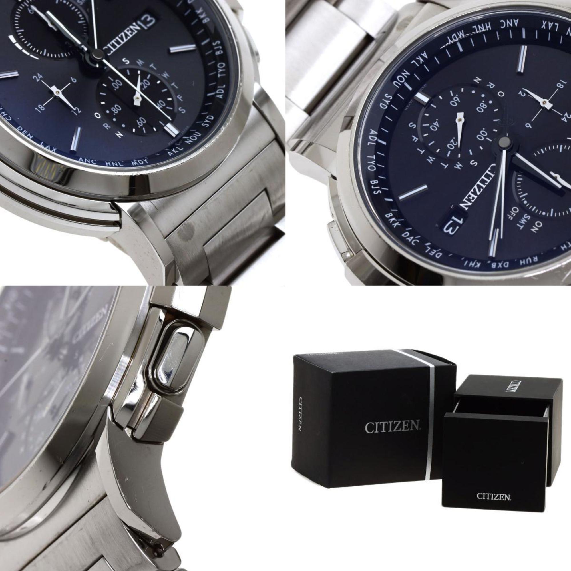Citizen H800-T019960 AT8080-52E Eco Drive Direct Flight Watch Stainless Steel SS Men's