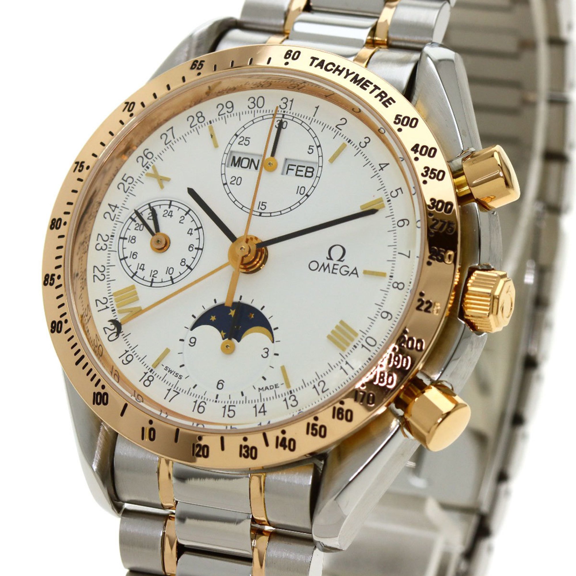 Omega 3336.20 Speedmaster triple calendar moon phase watch stainless steel SSxPG PG men's OMEGA