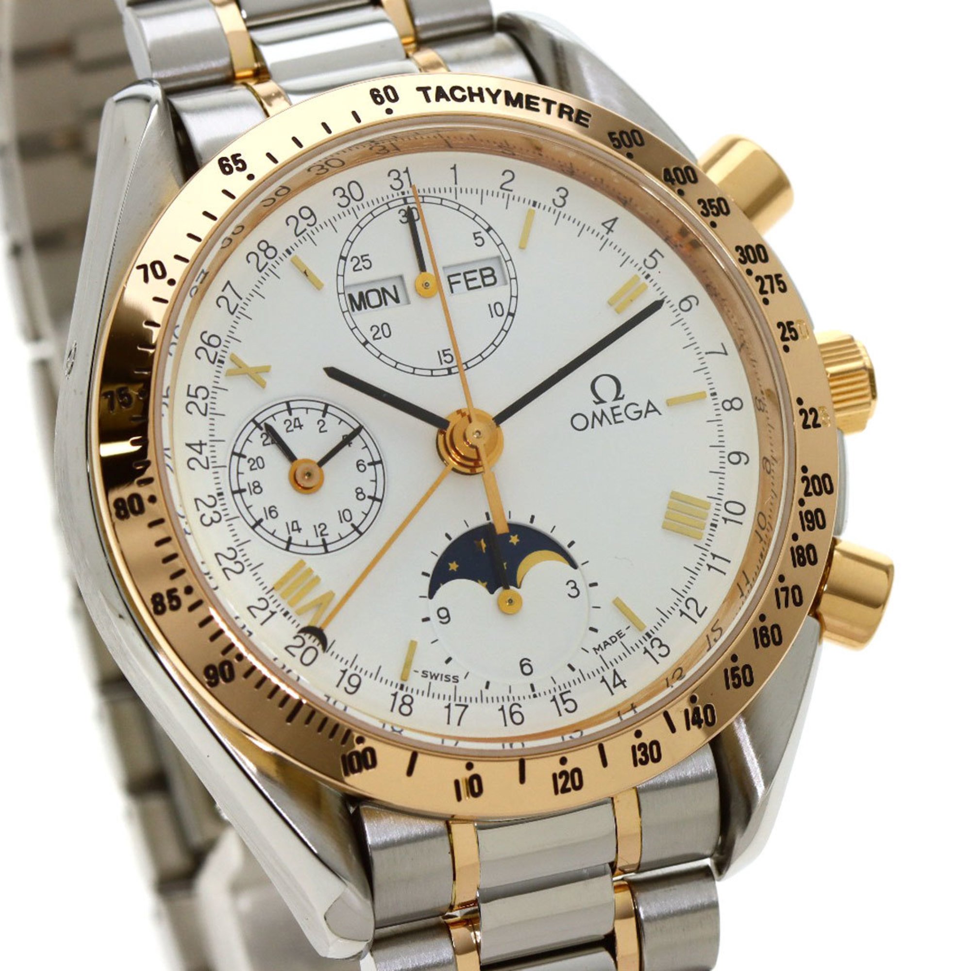 Omega 3336.20 Speedmaster triple calendar moon phase watch stainless steel SSxPG PG men's OMEGA