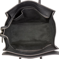 Celine Luggage Micro Shopper Handbag Drummed Calfskin Black