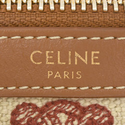 Celine CELINE Small Boston Bag Handbag Brown x Red Triomphe Canvas Calfskin 193652CS8