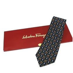 Salvatore Ferragamo silk tie dwarf pattern navy men's