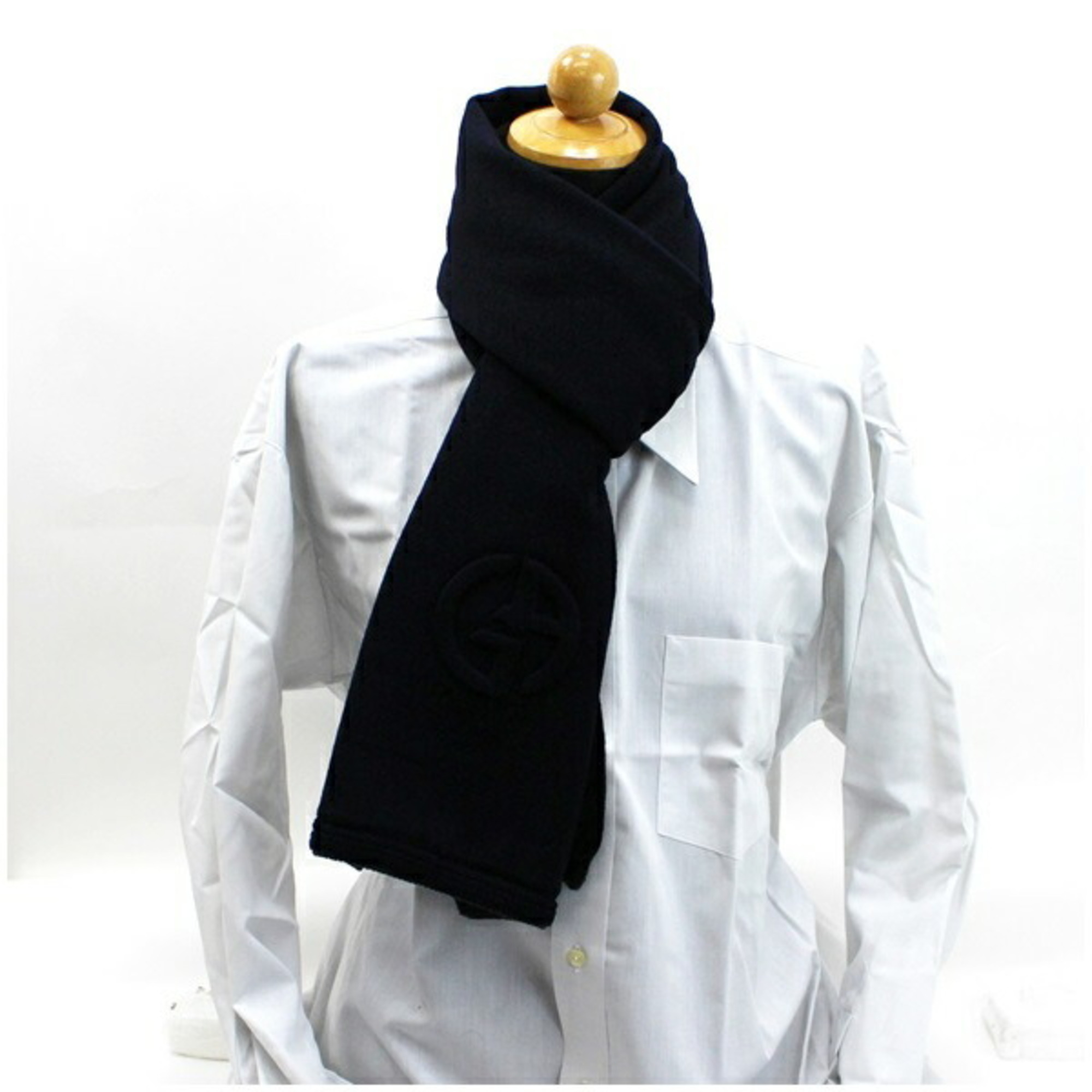 Giorgio Armani wool scarf navy x gray 168 28 cm GIORGIO ARMANI men's women's reversible