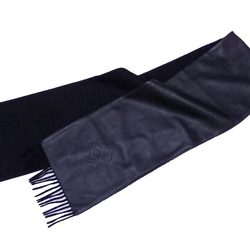 Loewe LOEWE shawl stole scarf anagram black leather x cashmere ladies