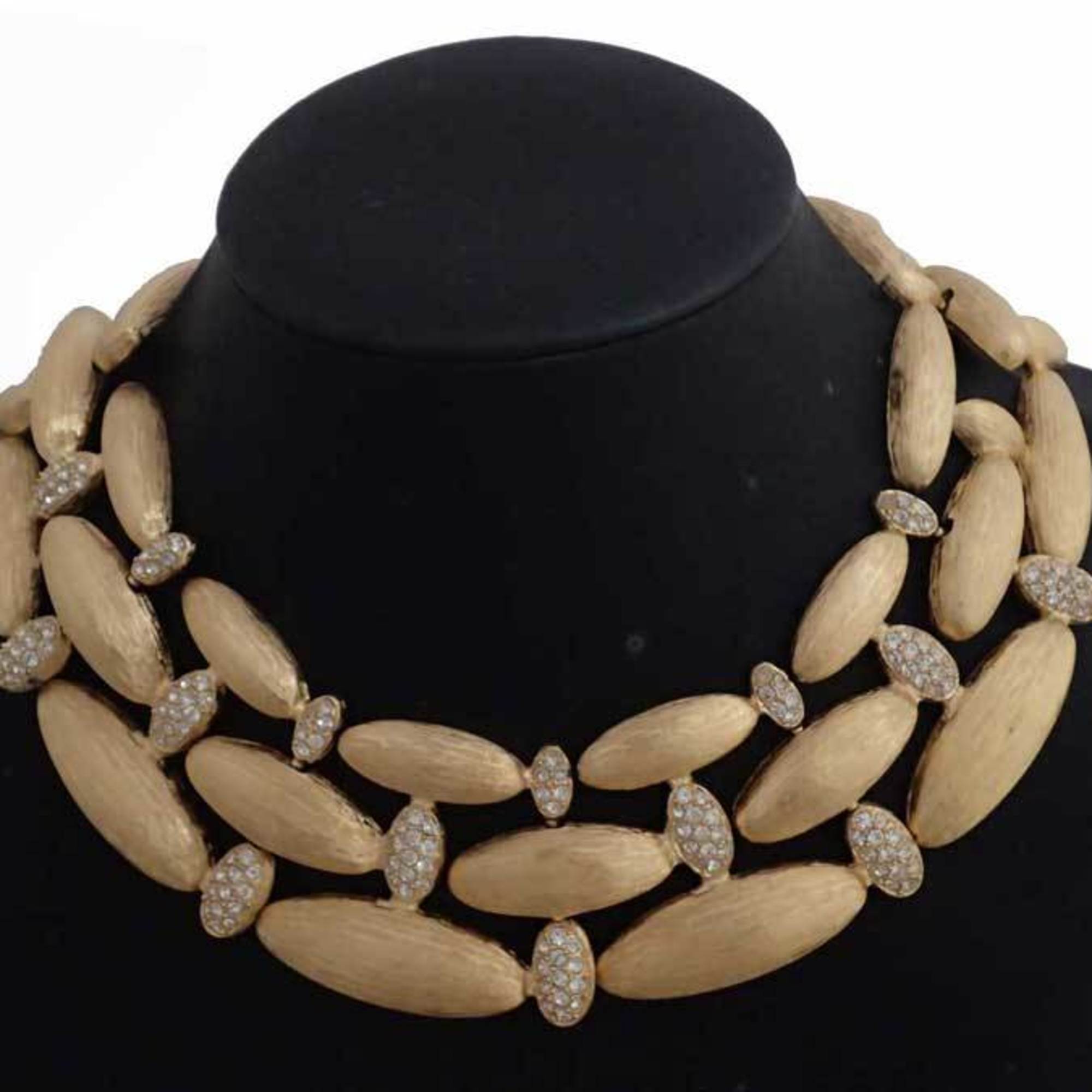 Givenchy GIVENCHY Choker Necklace Gold x Silver Metal Material Rhinestone Women's