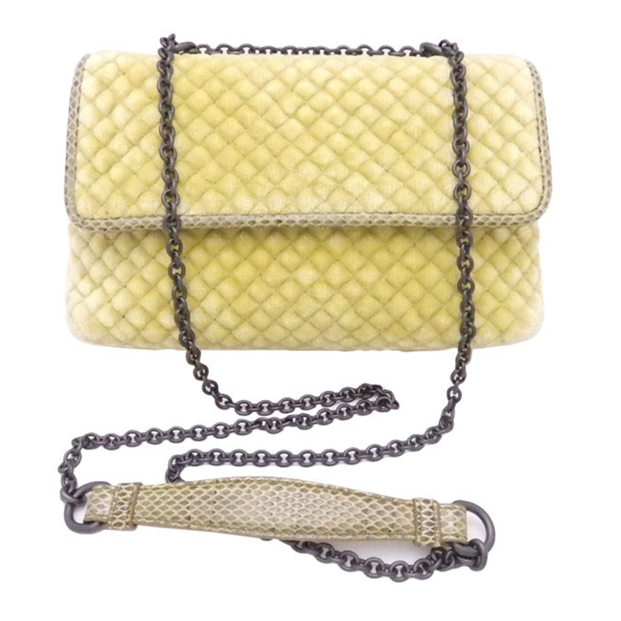 Bottega Veneta BOTTEGA VENETA shoulder bag yellow green velor ladies