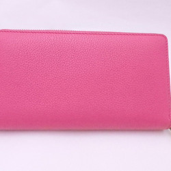 Gucci Round Zipper Long Wallet Pink Leather x Gold Hardware Women's Men's 496317
