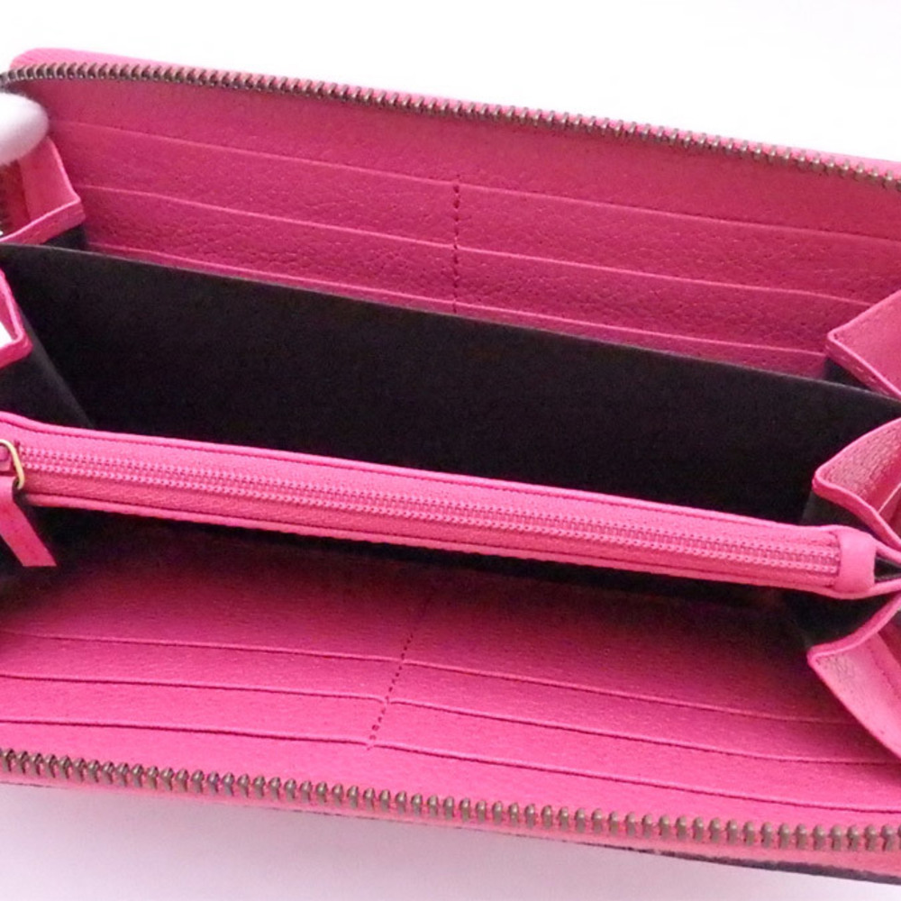Gucci Round Zipper Long Wallet Pink Leather x Gold Hardware Women's Men's  496317