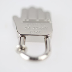HERMES Hermes ANNEE DE LA MAIN Keychain Metal Silver Hand Motif Cadena Bag Charm 2002 Limited