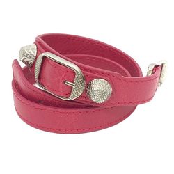 BALENCIAGA Balenciaga Giant Bracelet 236345 Leather Rose Pink Silver