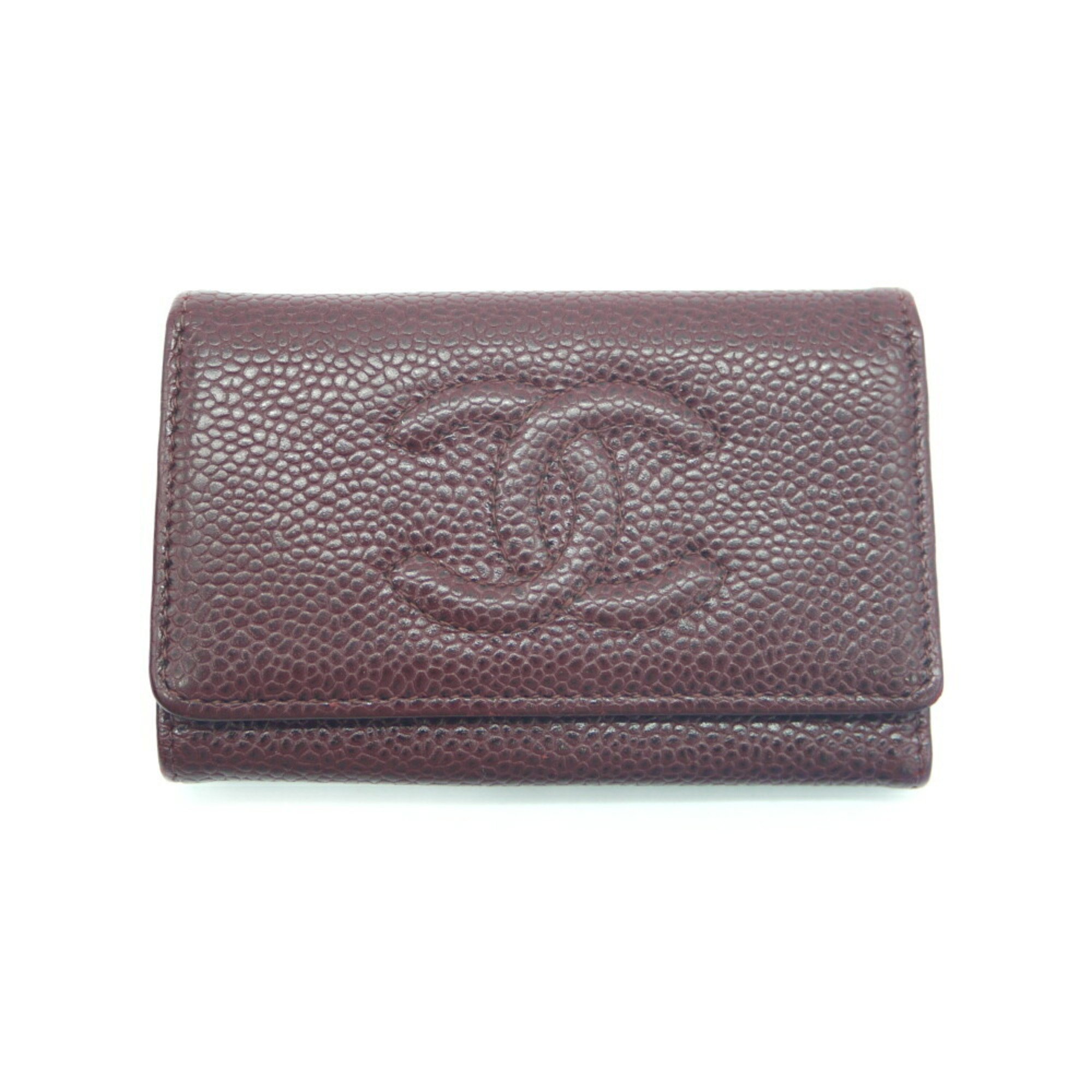 CHANEL Chanel here mark key case caviar skin 6 row Bordeaux 13502