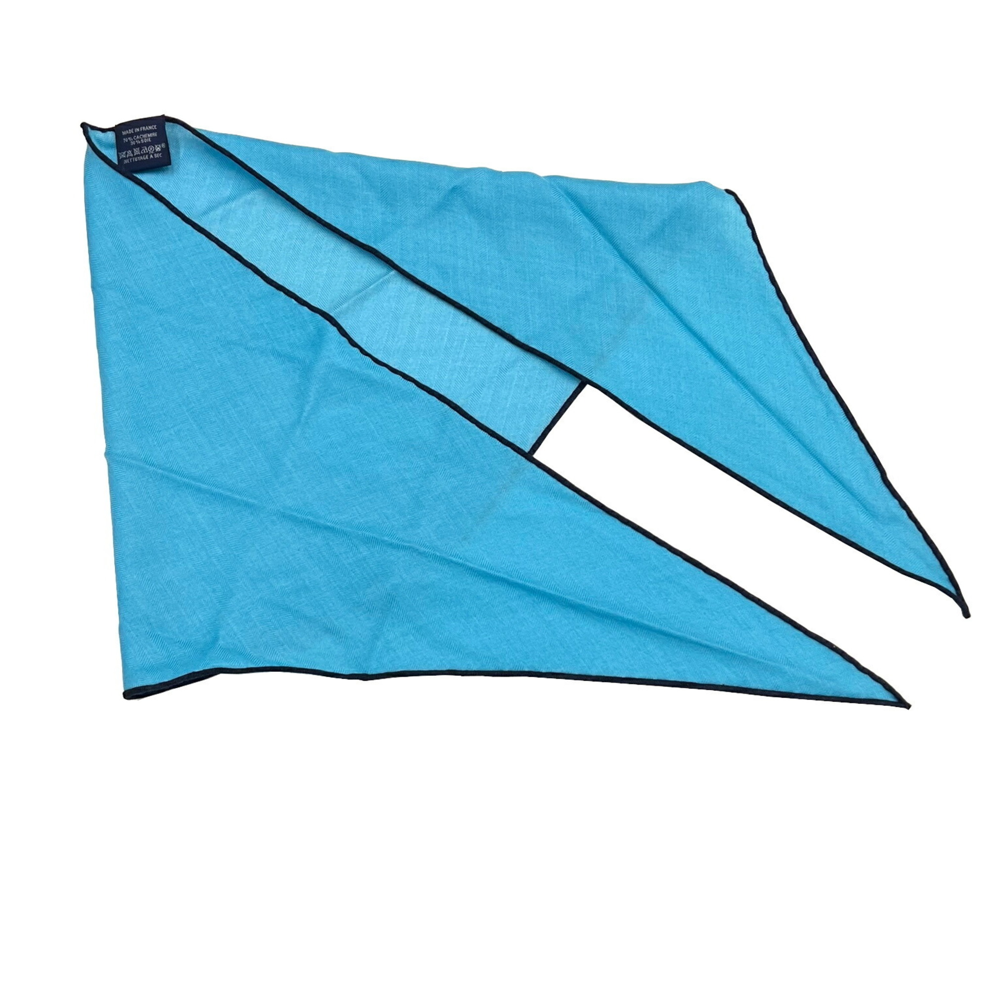 HERMES Hermes scarf triangle triangular cashmere silk blue ladies