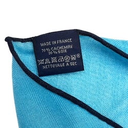 HERMES Hermes scarf triangle triangular cashmere silk blue ladies