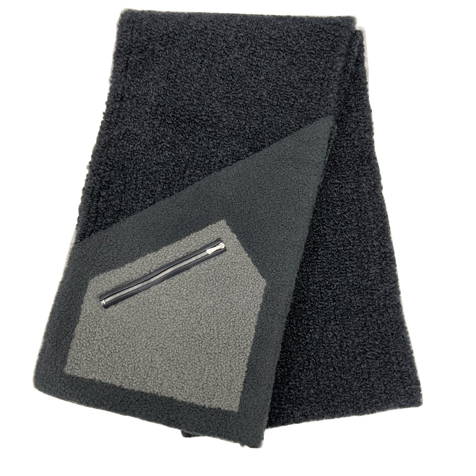 HERMES Hermes Muffler Double Booklet 22AW Cashmere Silk Anthracite Conifere Dark Gray Khaki Men's New Current