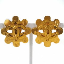 Chanel Cocomark Flower Vintage Gold Plated 94P Women's Earrings