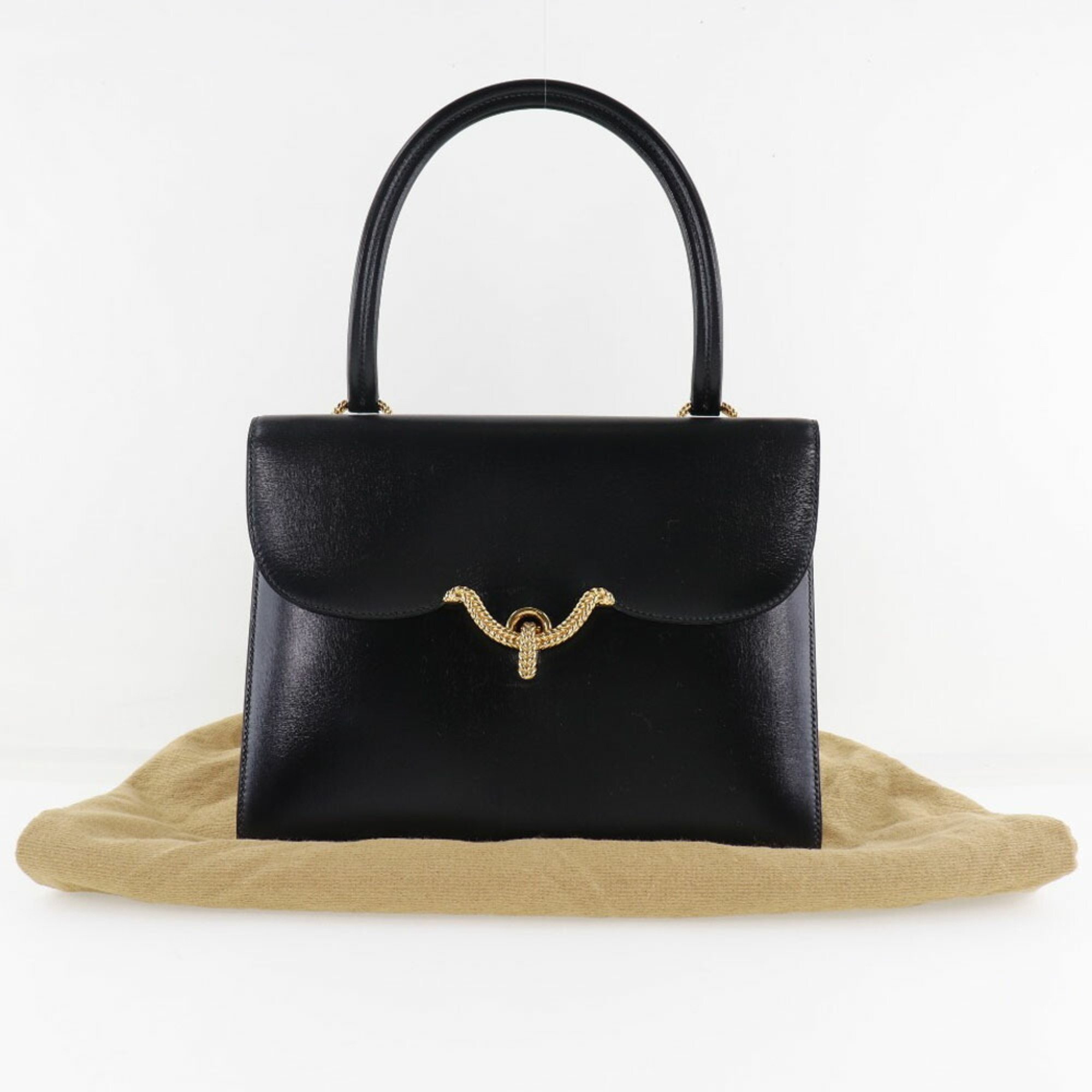 Hermes Vasco Boxcalf Black 〇O Women's Handbag