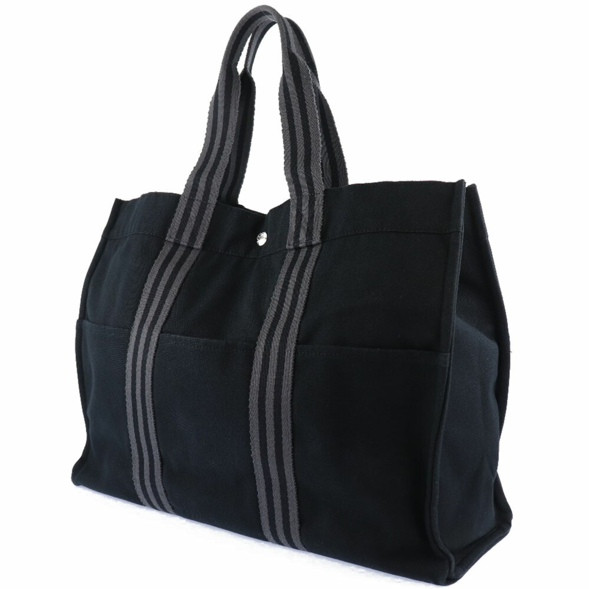 Hermes Sack Four Toe GM Cotton Canvas Black Unisex Tote Bag
