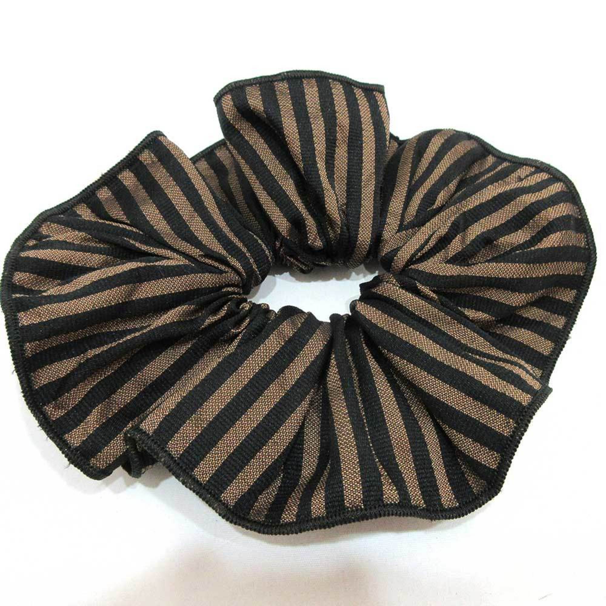 Fendi Accessories Pecan Scrunchie Brown x Black Striped Hair Accessory Rubber Women's Canvas FENDI