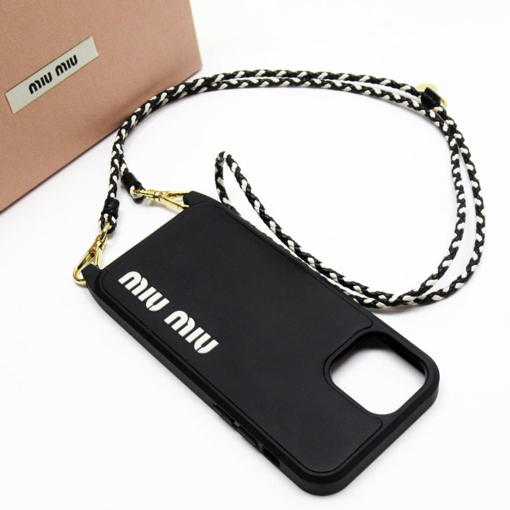 Miu MIUMIU Smartphone Case iPhone 12/12 Pro Plastic/Leather Black