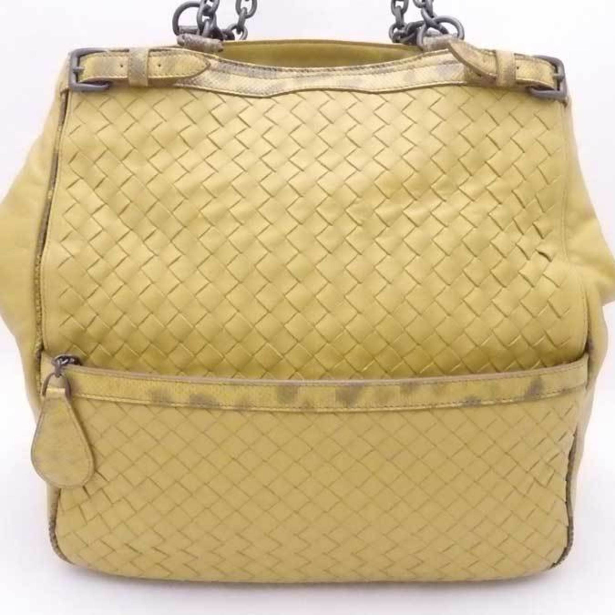 Bottega Veneta BOTTEGAVENETA shoulder bag intrecciato leather green yellow unisex