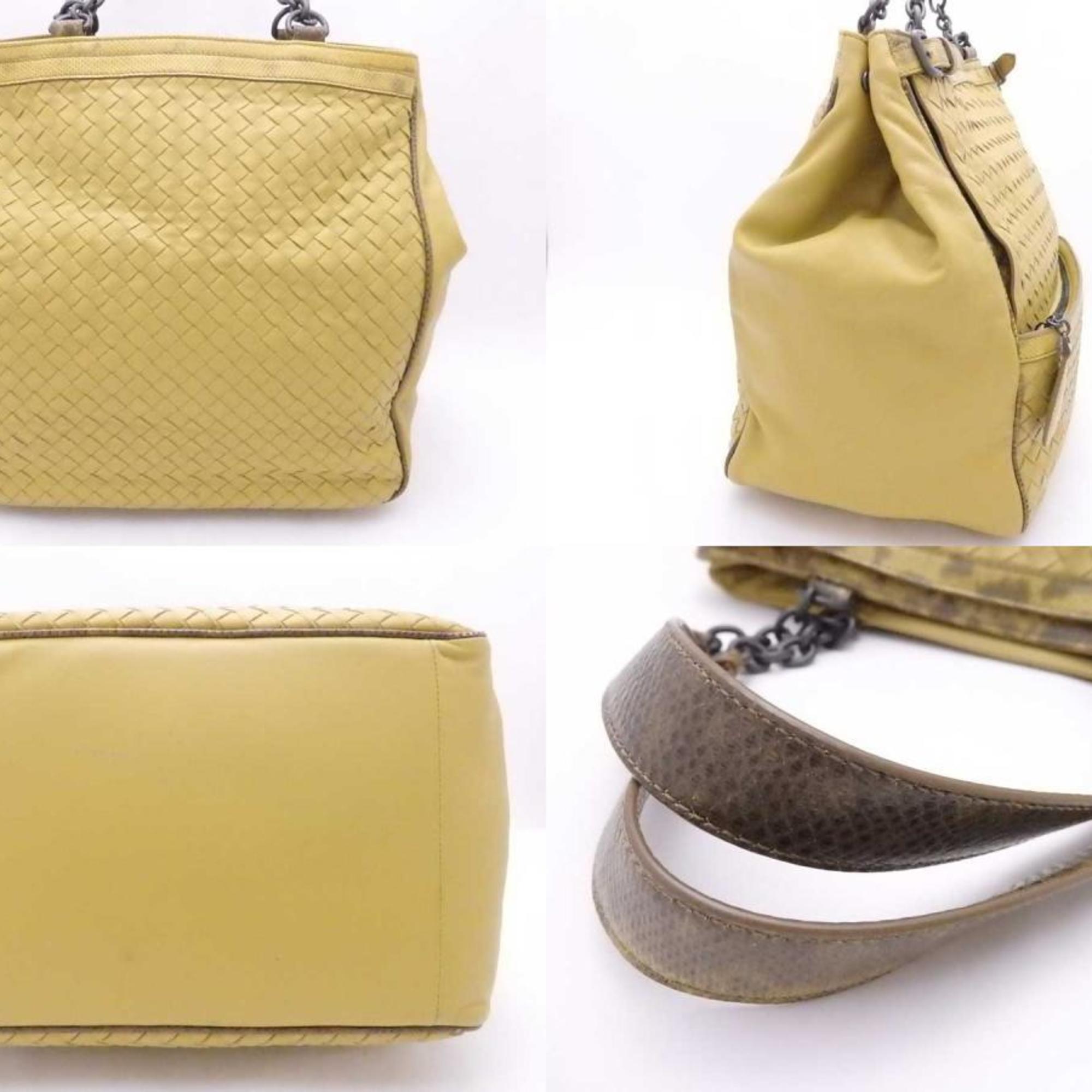 Bottega Veneta BOTTEGAVENETA shoulder bag intrecciato leather green yellow unisex